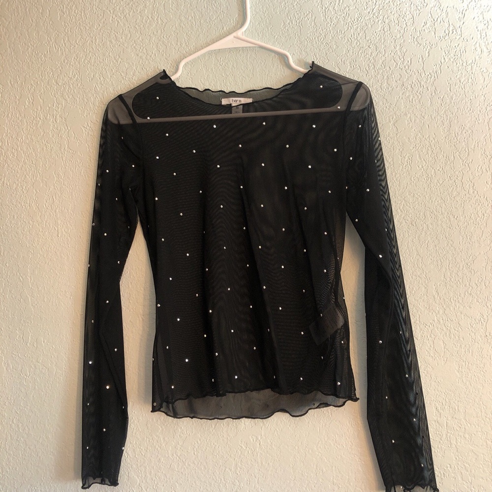 Bar III Rhinestone Mesh Top